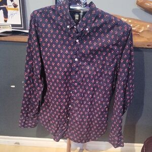 J. Crew Dark Blue and Red Floral Shirt
